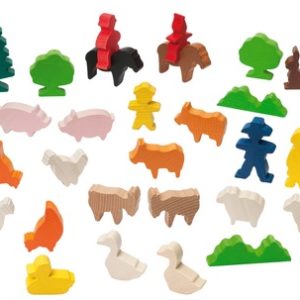 Figurines en bois multicolores