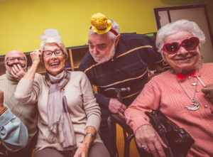 seniors making party in the hospice