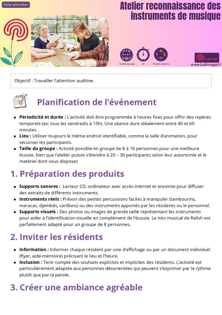 fiche animation atelier reconnaissance des intruments de musique