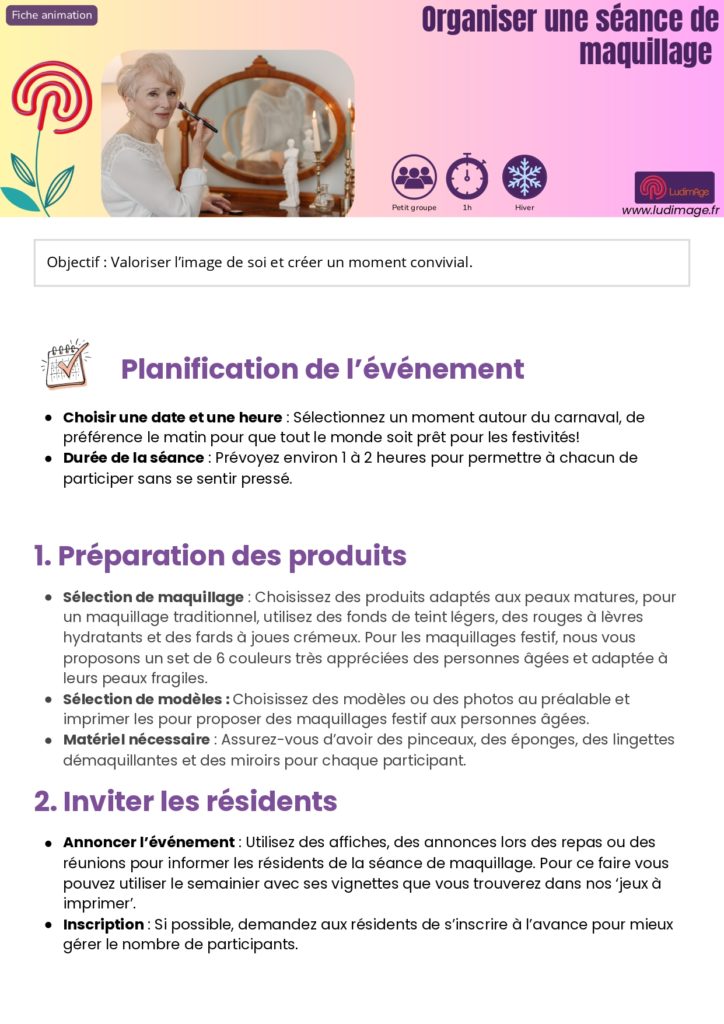 fiche animation organiser une seance de maquillage